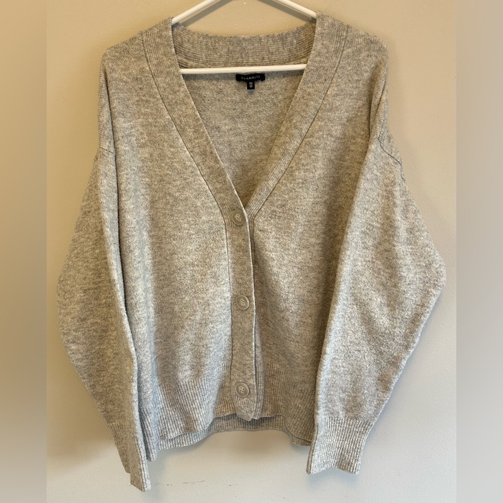 Dynamite Women’s Light Grey Big Button Cardigan Sweater - Size P/S
